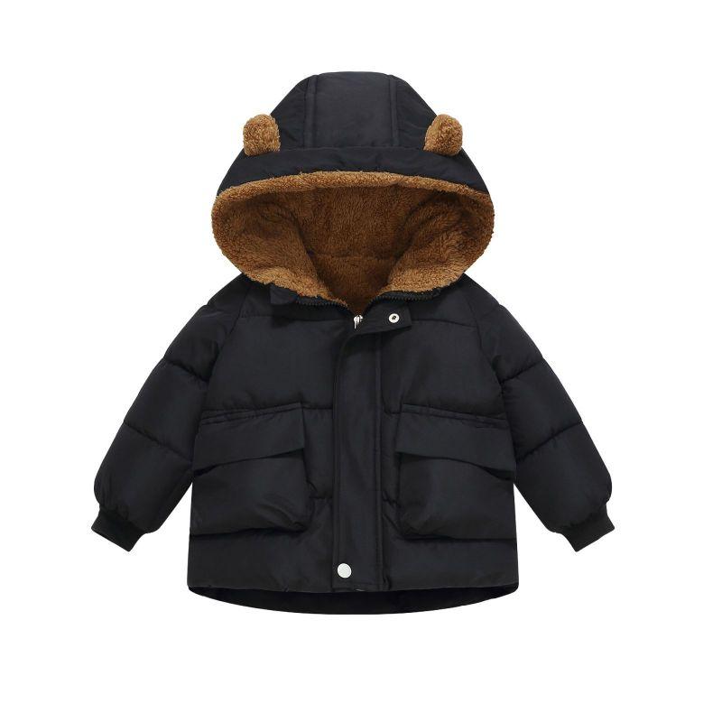 2-8 Years Kids Fleece-Lined Thickened Hooded Jacket Winter Coat