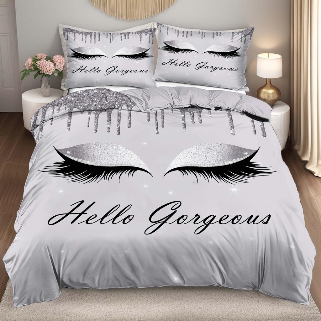 Duvet Cover Set Fashion Eyelashes 3D Digital Printing Three-Piece Bedding Kit