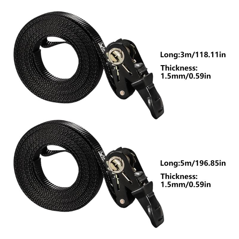 Extra Strong 300/500cm Ratchet Lashing Straps Polyester Webbing Secures Heavy Loads During Shipping for Moving Logistics