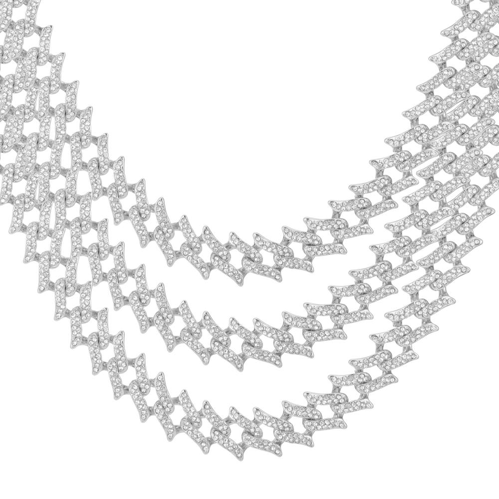 30 ''Hip Hop Rock Crystal Cuban Choker Necklaces For Women Iced Out Pink Rhinestone Chunky Thick Necklaces Luxury Shine Jewelry