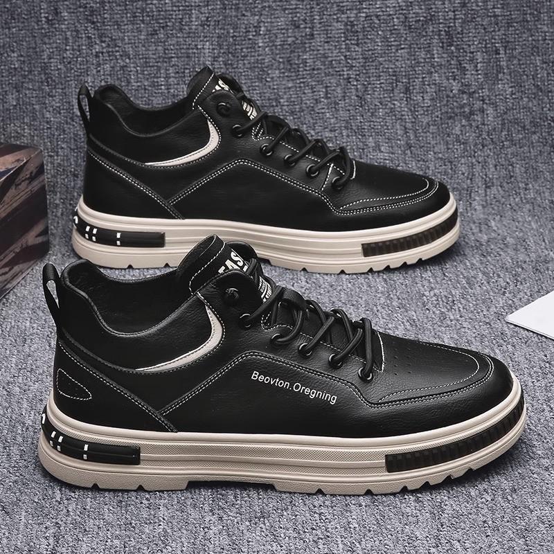 Мужская обувь лето 2025 новые мужские повседневные кожаные туфли с одной педалью маленькие белые туфли для доски высокие ботинки Martin универсальная модная обувь