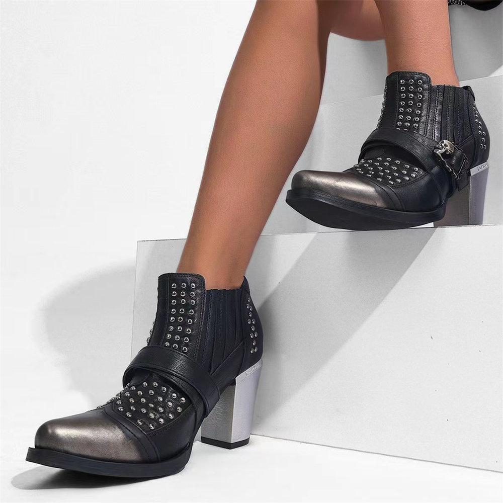 Модный бренд Большой размер Винтажные y2k Ботинки в стиле Майяр Ретро Черные ковбойские ботинки Женские туфли на высоком каблуке Ретро Западные ботинки Обувь высокого качества