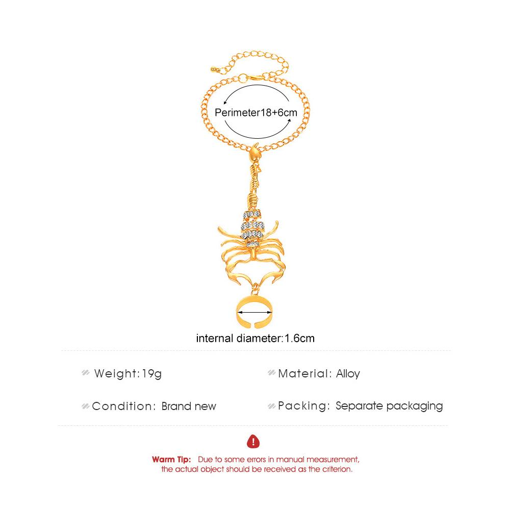 Темный Готический Браслет-Скорпион Для Женщин Модный Соединенный Цепочкой На Тыльную Сторону Руки Браслет Золотого Цвета Модные Украшения Хэллоуин Аксессуары