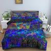 Galaxy Space Bedding Set 3D Universe Duvet Cover Psychedelic Quilt Cover with Zipper Queen Double Full Polyester Comforter Cover