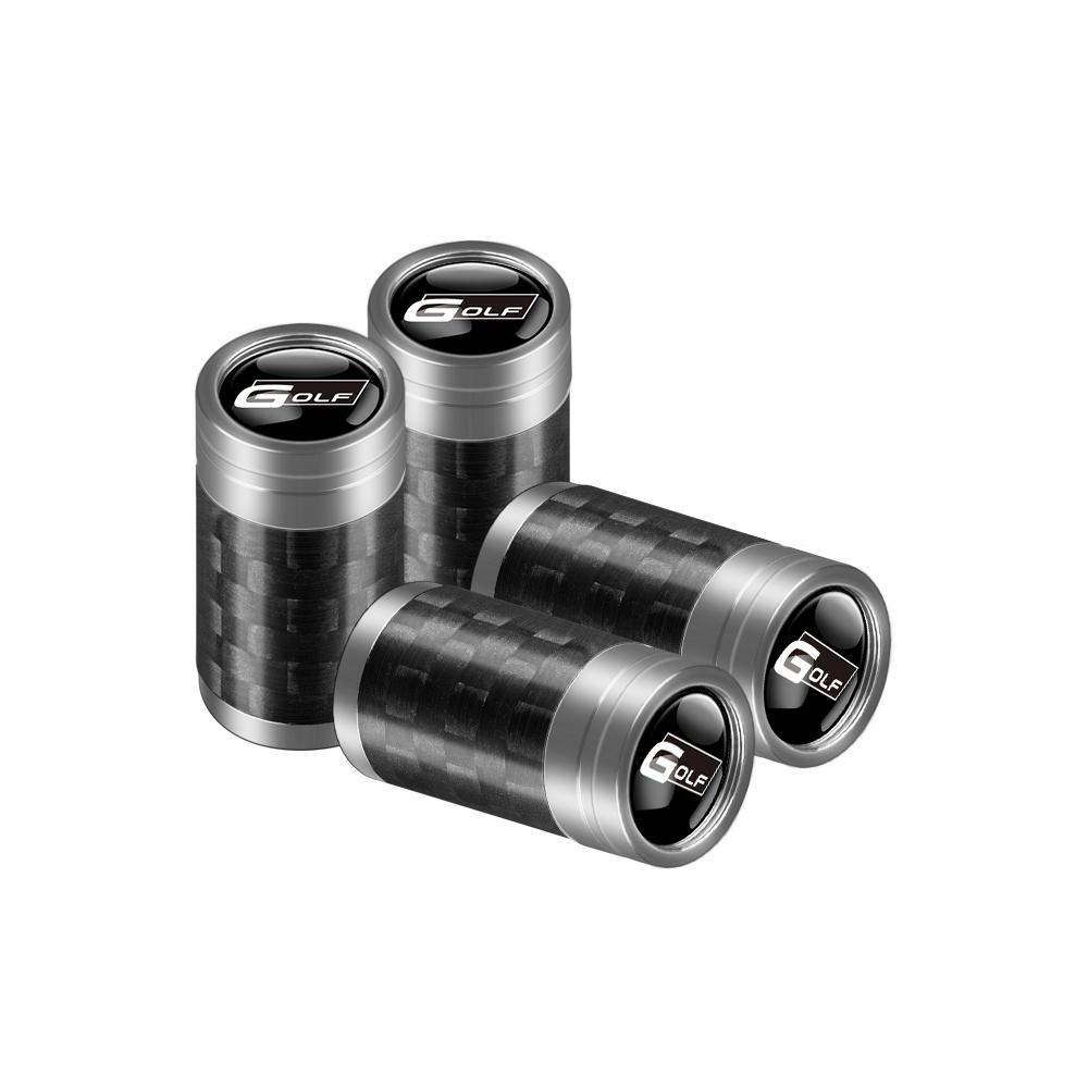 NRYJK1 4PCS Carbon Fiber Car Emblem Wheel Tire Valve Stem Cap Airtight Cover For Volkswagen Vw Tiguan Jetta Mk6 Scirocco GTI Polo 6R R