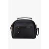 Women's Black Lacost Leather 3-compartment Adjustable Strap Hand And Shoulder Bag