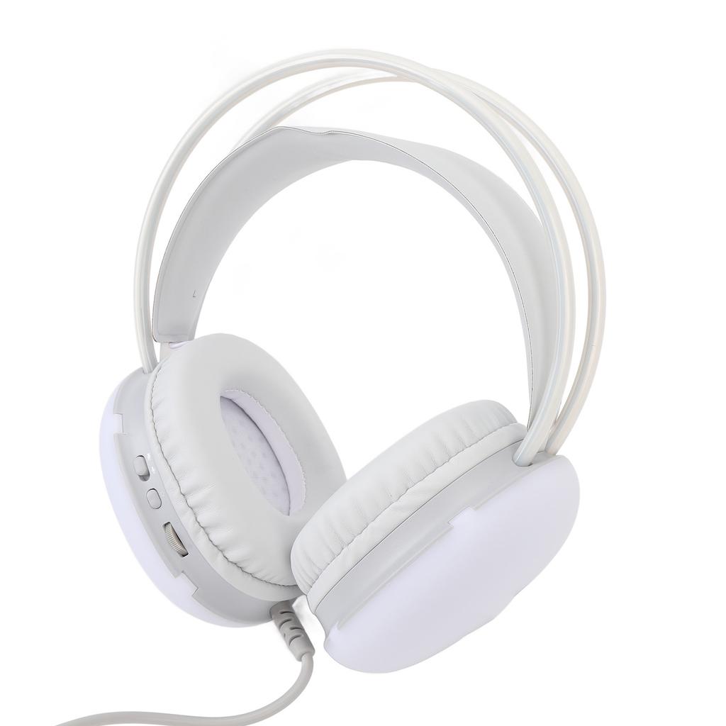 Gaming Headset RGB Rainbow Lighting Wired Adjustable Headband Over Ear Headphone with Mic for PC