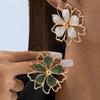 Белые Зеленые Серьги-Гвоздики с Цветами для Женщин Девочек Геометрические Серьги с Масляной Каплей Аксессуары Подарок на Праздничную Вечеринку Модные Ювелирные Изделия Подарки