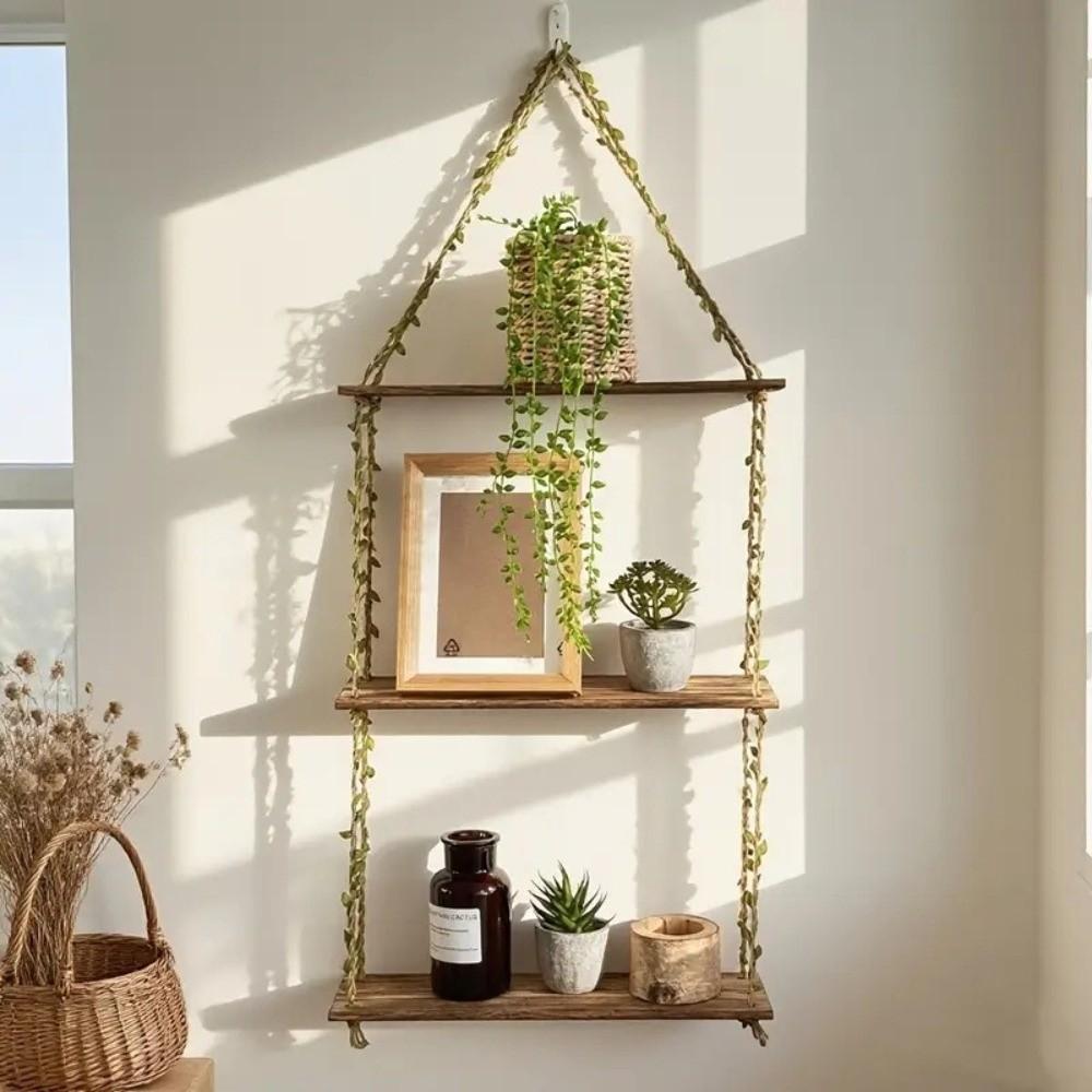 Bohemian Style Hanging Shelves 2/3 Layers Wall Rack New Wall Shelves  Bedroom Decor