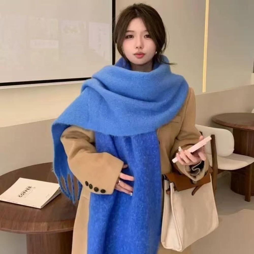 New Warm Scarf Soft Mohair Long Tassel Scarves Windproof Coldproof Scarves Bib Gift
