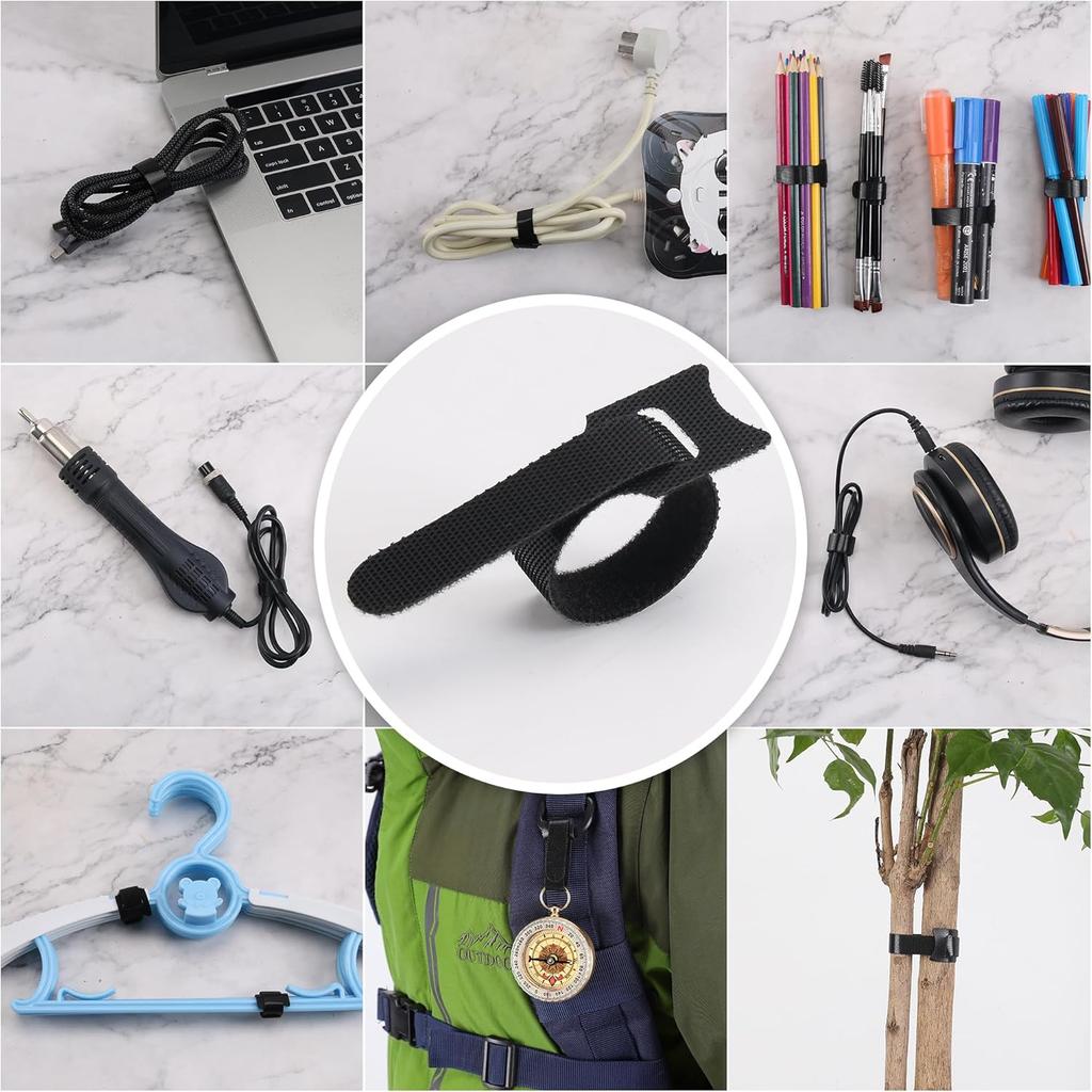 Releasable Cable Ties Durable and Soft Nylon Strap Reusable Velcro Cable Ties Organizer Tool Velcro Self-Adhesive Tapes