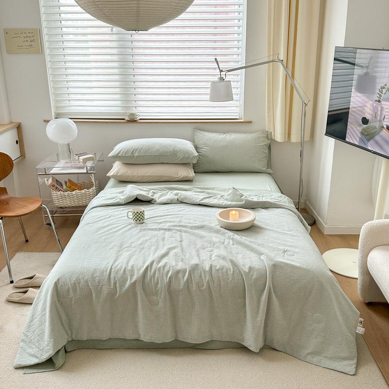 Летнее одеяло из чистого хлопка, без принта, мытое хлопковое одеяло с кондиционером и соевым волокном