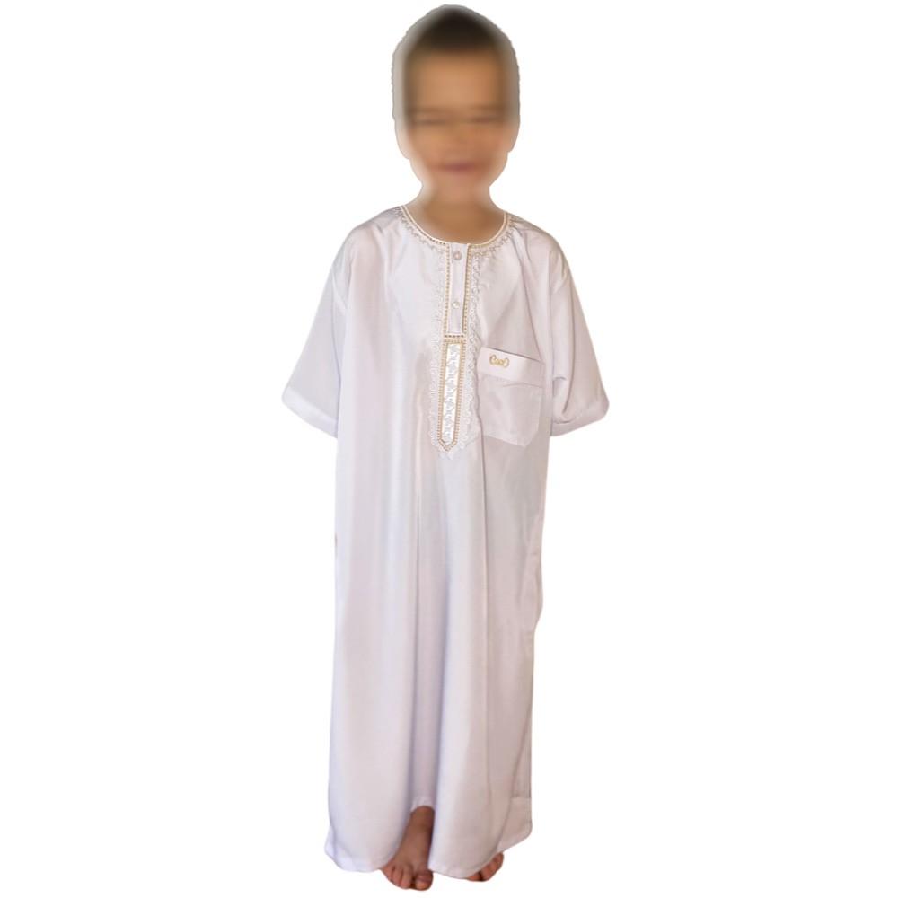 Камис детский с короткими рукавами - Камис для мальчиков - БЕЛЫЙ