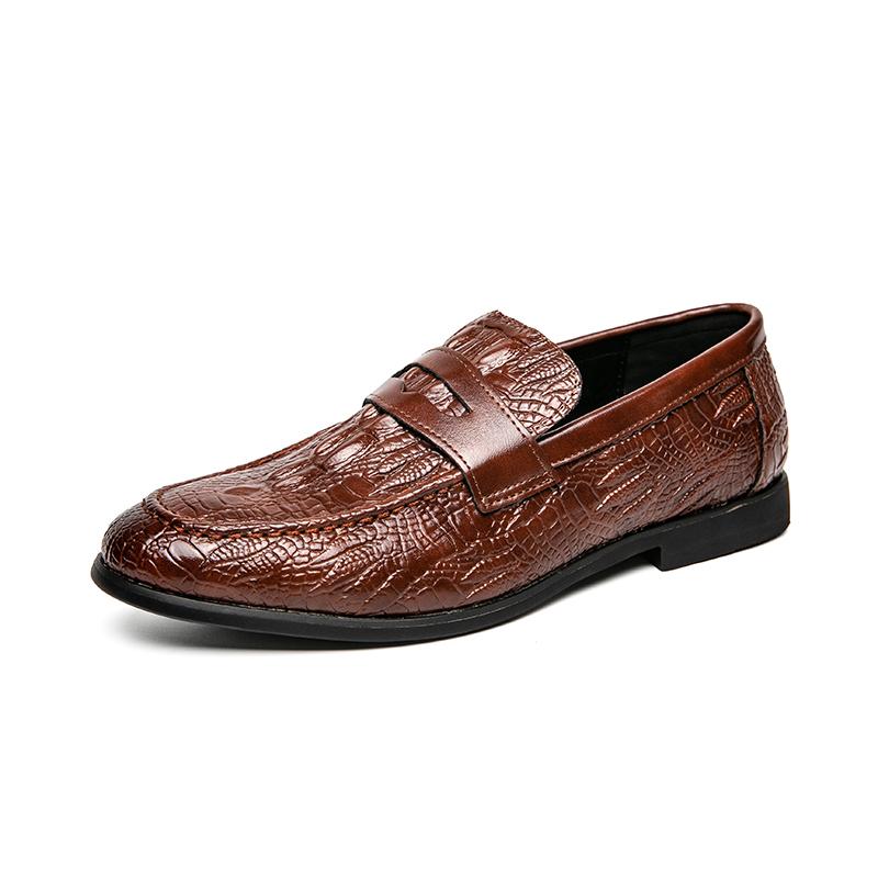 Luxurious Men's Crocodile Pattern Business Flat Shoes Men Designer Formal Dress Leather Shoes Men's Loafers Wedding Party Shoes