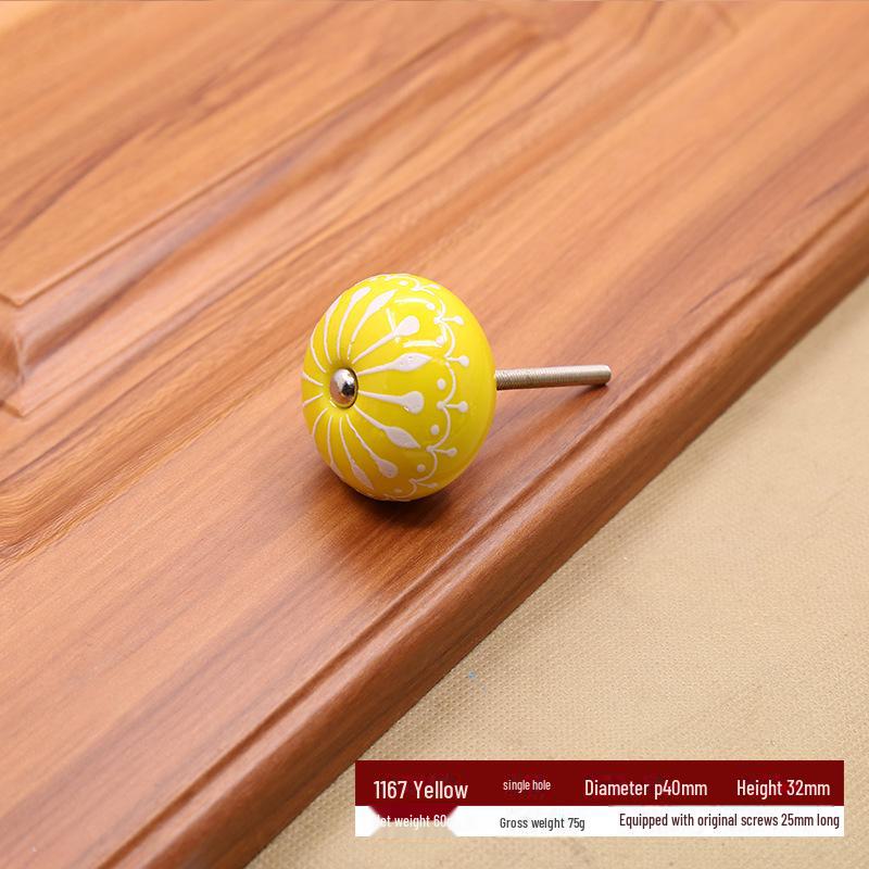 Китайская пасторальная керамическая круглая ручка, расписанная вручную, для тумбочек или ящиков