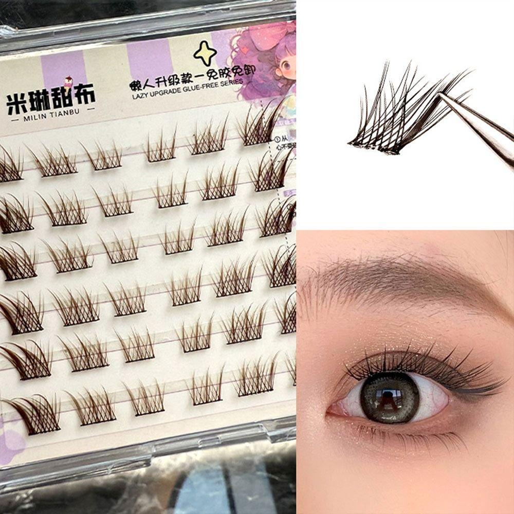 with Jelly Glue Strips Self-Adhesive Eyelashes Glue Free Segmented False Eyelashes Men