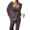 2025 Spring/Fall Women's Knitted Three-Piece Set: European/American Style Coat, Vest, and Pants