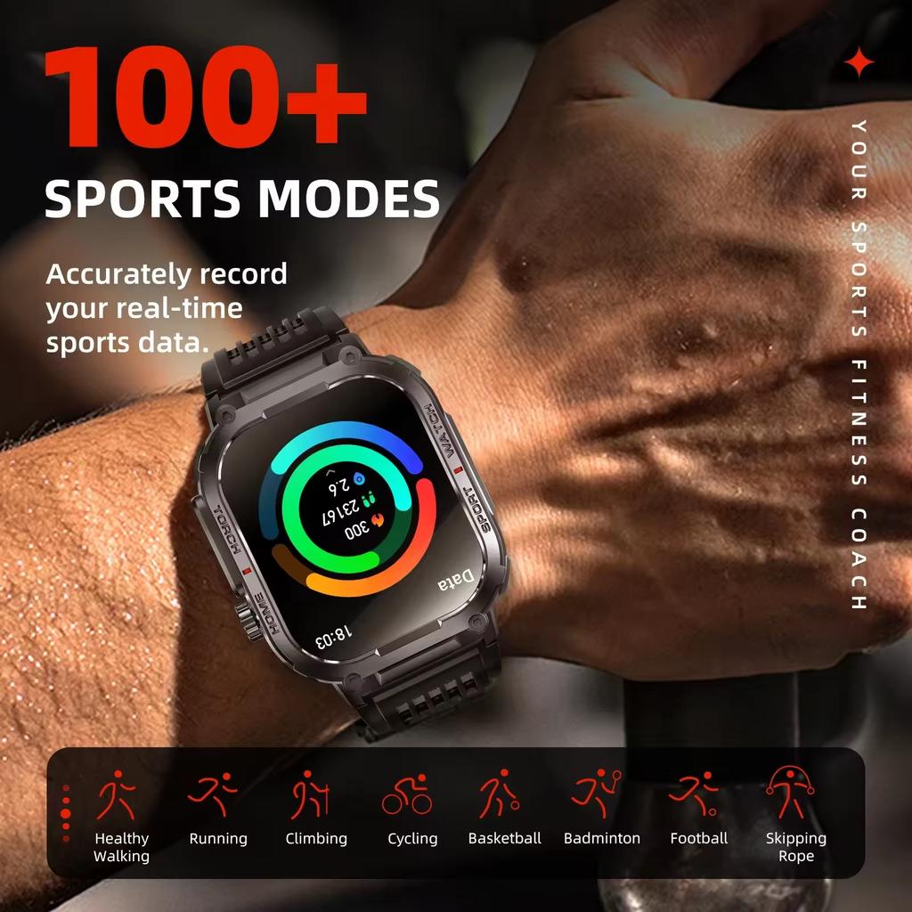 2.02Inch Smartwatch S320b With Led Lighting 30m Waterproof 400mah Compass Tft Sports Outdoor Fitness Tracker Smartwatch for Men