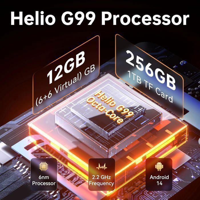 Tablette Incassable OUKITEL RT8 12GO+256GO Écran 11" 2K FHD+ 20000mAh Tablette Tactile 48MP Caméra Dual SIM 4G/IP69K/OTG/NFC Noir