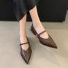 Women's Pointy Mary Jane Shoes Fall New Shallow Mouth Metal Buckle One Line Buckle Comfortable Single Shoes