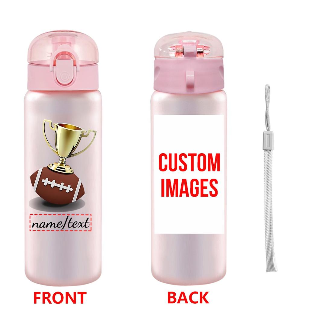 1pc Customized Photo Name 780ml/26oz Outdoor Travel Sports Cup with Lanyard Leakproof Plastic Water Bottle for Watching Matches