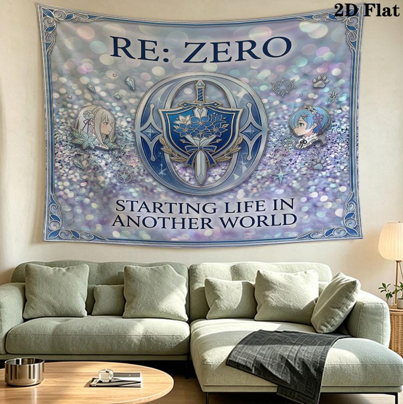 Re Zero Настенный Гобелен Эстетичный Настенный Подвес Печатная Тканевая Покрывало Декоративные Гобелены Для Спальни Гостиной Домашний Декор