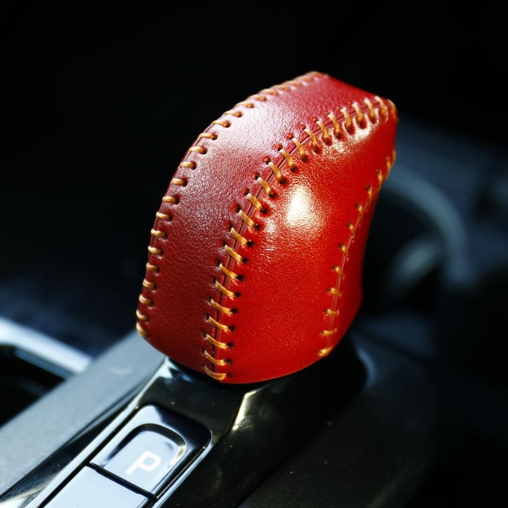 Genuine Leather Shift Knob Cover for Prius 60 Shift Lever Custom Interior No Hand Sewing Required [smasol] Series, Boot, Parts, Dress-Up, (Type-D Red)