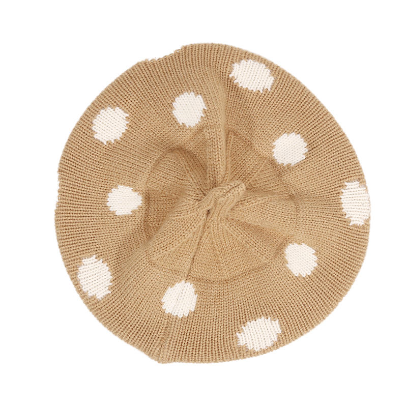 Корейская версия Милый детский берет в горошек Осень и зима Детская модная теплая шапка