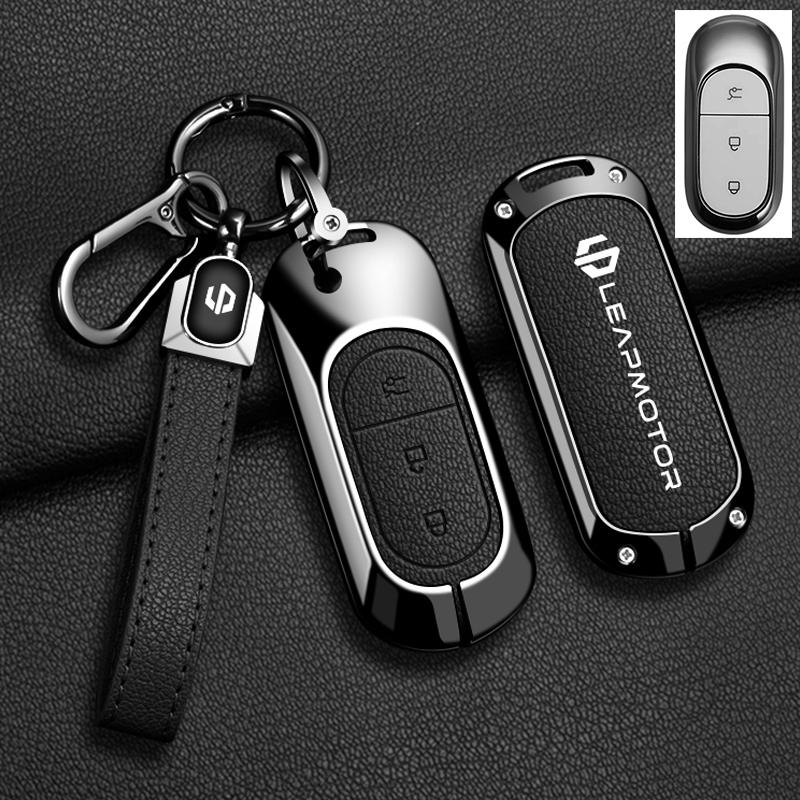 BFM1 Car Remote Key Case Cover For Leapmotor C16 C11 C10 C01 B10 T03 S01 Type Zinc Alloy Leather Protector Auto Keychain Accessories