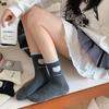 Хлопковые кошачьи носки: Женские до середины икры, весна/осень, японский и корейский стили преппи, флокированный ворс, длинные носки.