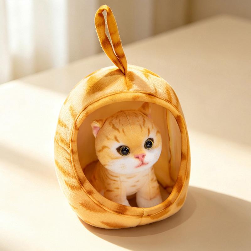 Плюшевая кукла-кошка, игрушка для кроватки, с реалистичным трехцветным дизайном кошки, для детей и коллекционеров