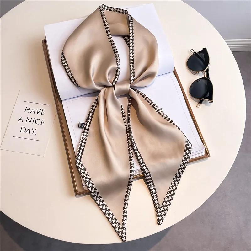 Long Neckerchief Skinny Hair Bands Women Silk Scarfs Fashion Headbands Bag Scarves Print Hairband Neck Scarf For Ladies 14x147cm