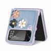 Тонкий кожаный складной чехол с цветочным принтом для Samsung Galaxy Z Flip4 5g Flip 4 без отпечатков пальцев, чехол для Samsung Flip 4