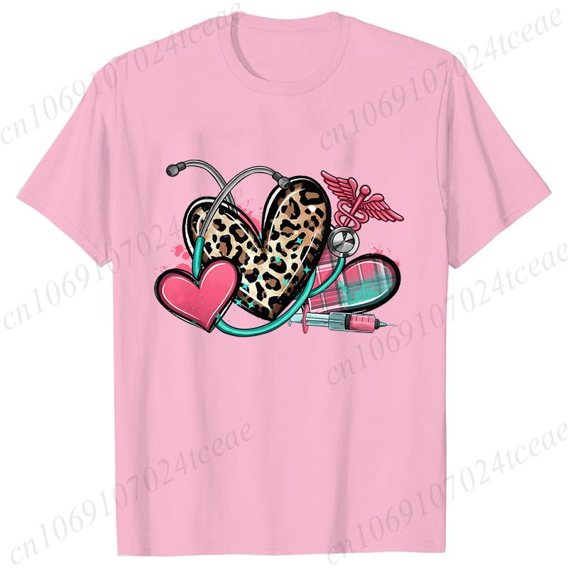 New Women T Shirt Pullover Oversize Valentines Day Love Nurse Print T-Shirt Casual Short Sleeve Women T-Shirt Nurse Tees Gifts