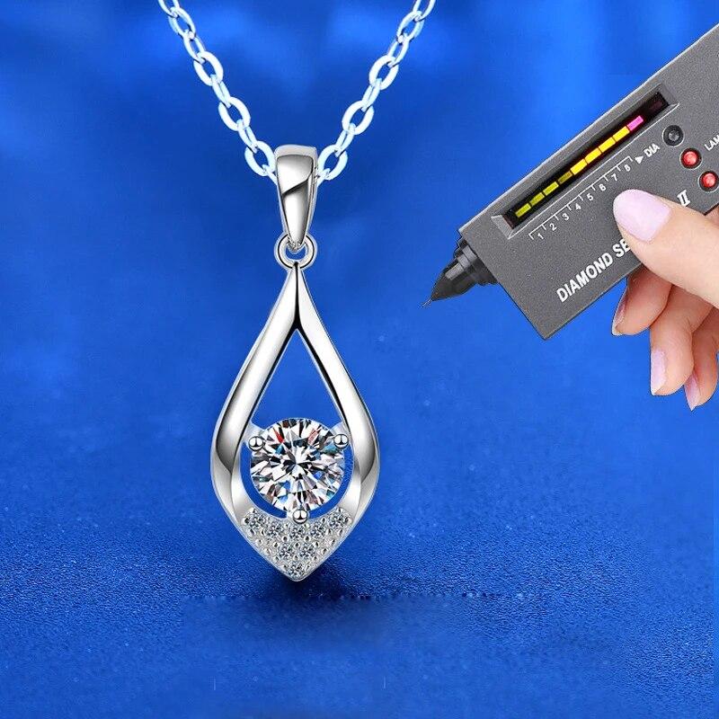 Новинка, 0,5 карата, настоящий бриллиант, муассанит, подвеска в форме капли воды, ожерелье, 100% стерлинговое серебро S925, ювелирные изделия, прошедшие тест на бриллианты GRA