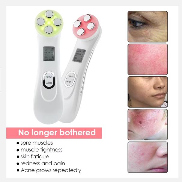 5 цветов светодиодный RF радиочастотный прибор для красоты лица EMS микротоковая подтяжка лица подтяжка массажер омоложение кожи уход