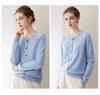 Women's 100% Pure Cashmere Round Neck Button-Up Long Sleeve Cardigan Coat - Autumn Collection