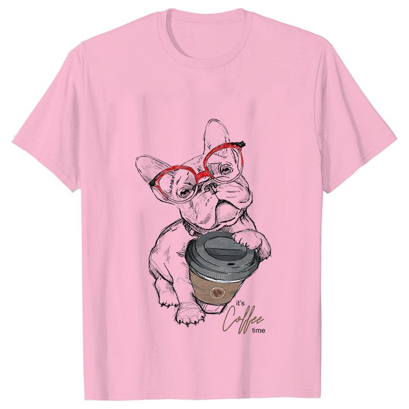 Short Sleeve Casual Ladies Fashion Female Graphic Tee Women French Bulldog Coffee Funny Clothing Summer T Clothing T-shirts