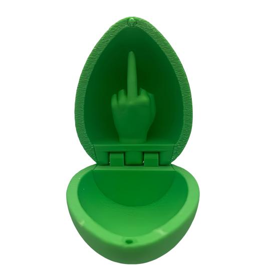 3D-печатная игрушка в виде яйца со средним пальцем. Цветное пасхальное яйцо со средним пальцем.