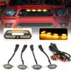 Universal Car Front LED Grille Light Smoked Amber White 4LED Grill Light Eagle Eye Lamp for Off Road Trunk SUV Ford Toyota