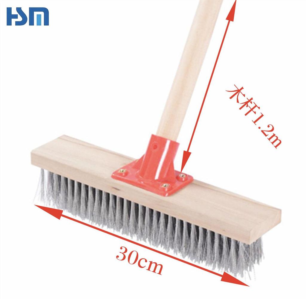 Металлическая щетка для мытья пола с жесткой щетиной и длинной ручкой для удаления кухонных, ванных, плиточных загрязнений, мха, ржавчины и масляных пятен