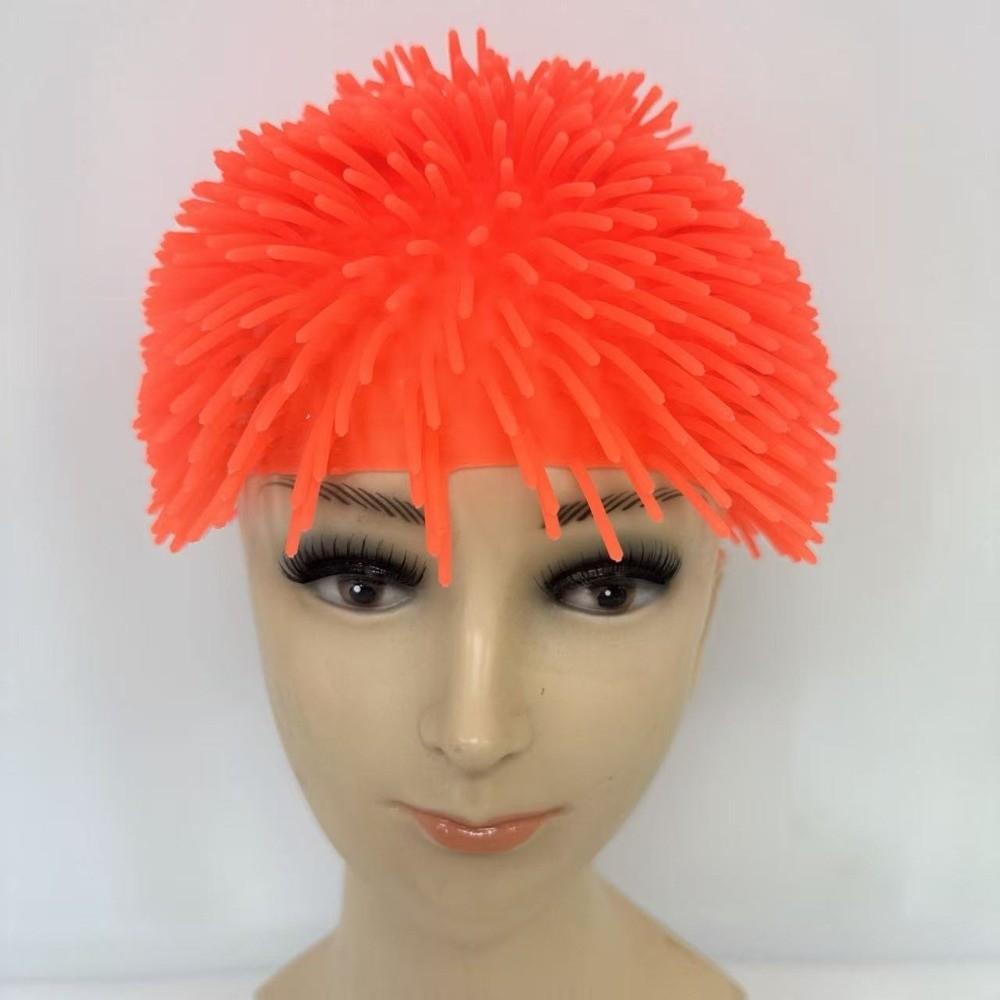 Soft Rubber Long Hair Head Cover Funny Portable Party Hat Gifts Colorful Head Cover