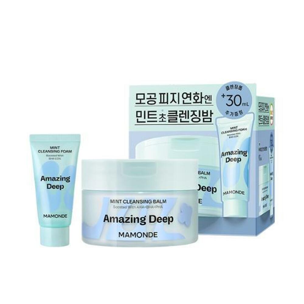 Mamonde Очищающий бальзам Amazing Deep Mint, 90 мл, специальный набор (+Очищающая пенка 30мл)
