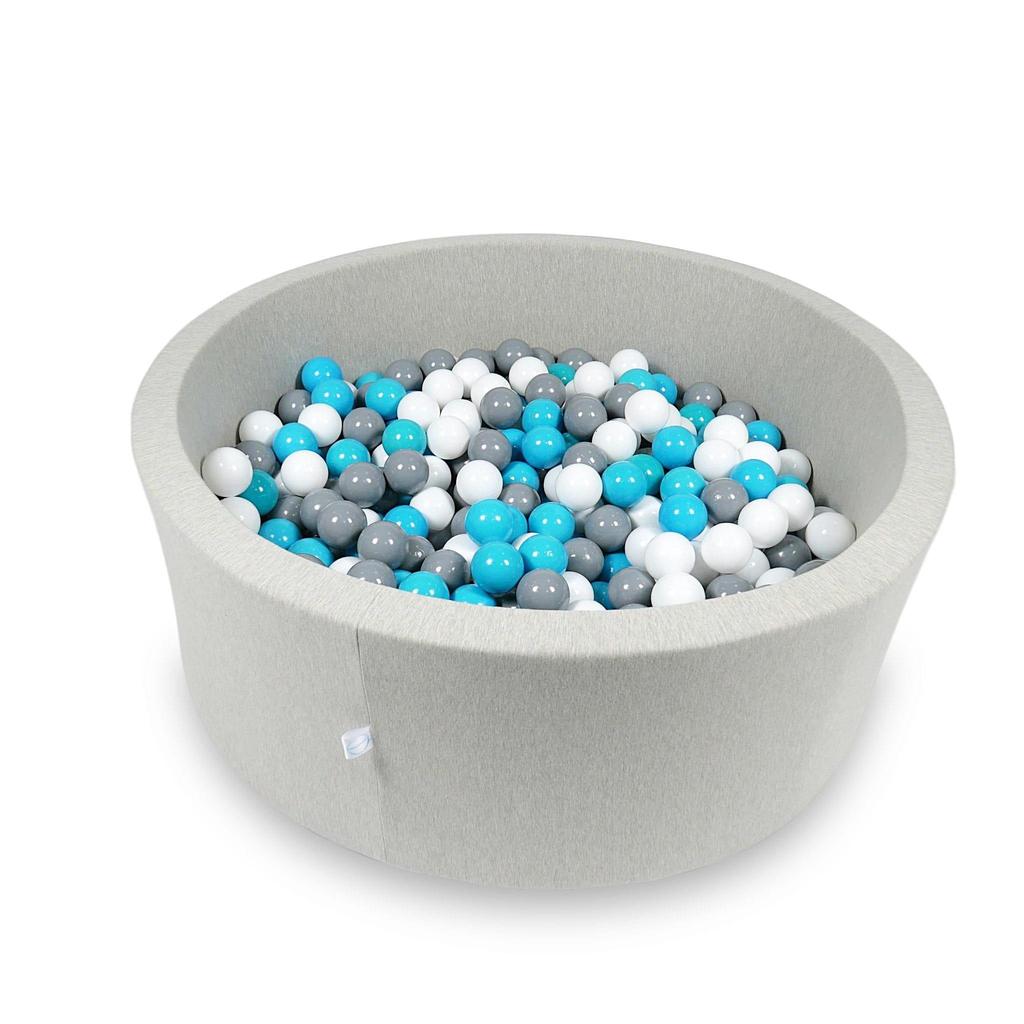 Dry pool 110x40cm light gray with 500 balls: blue, white, gray