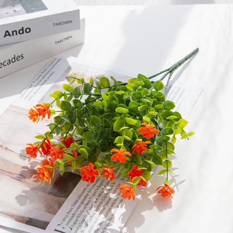 Искусственные пластиковые цветы Искусственное растение эвкалипта Свадебный букет Рождественский декор Ваза для дома подоконник бонсай Фестиваль