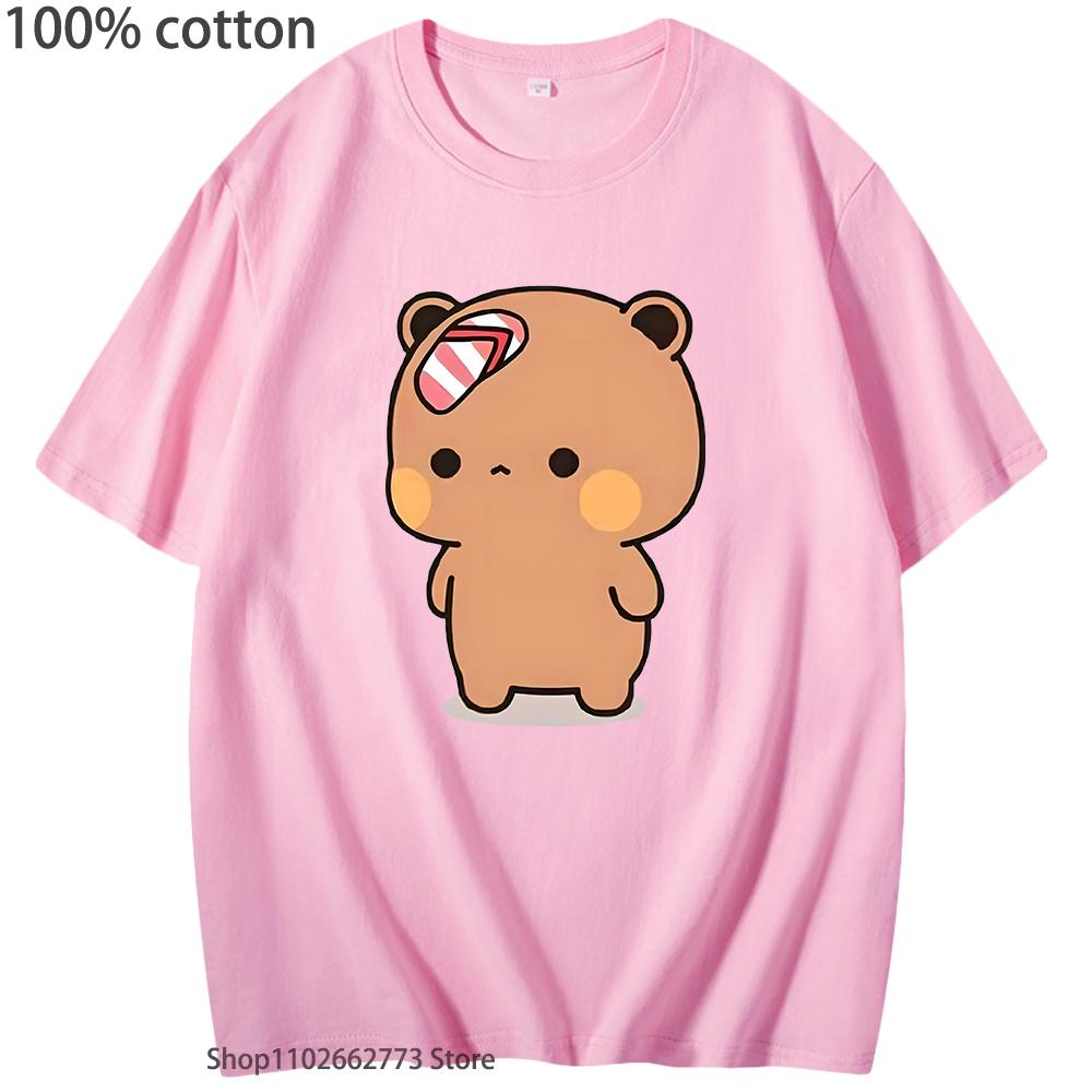 Милый Дуду бросал шлепанцы футболки из-за того, что Бубу его дразнил. Графическая футболка с Бубу. Кавайный панда. Женские и мужские хлопковые футболки.