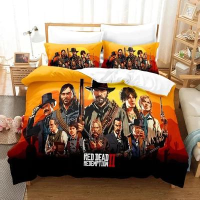 Комплект постельного белья Game Red Dead Redemption для мальчиков и девочек, размер Twin Queen Size, пододеяльник, наволочка, кровать для детей и взрослых, домашний текстиль, текстиль