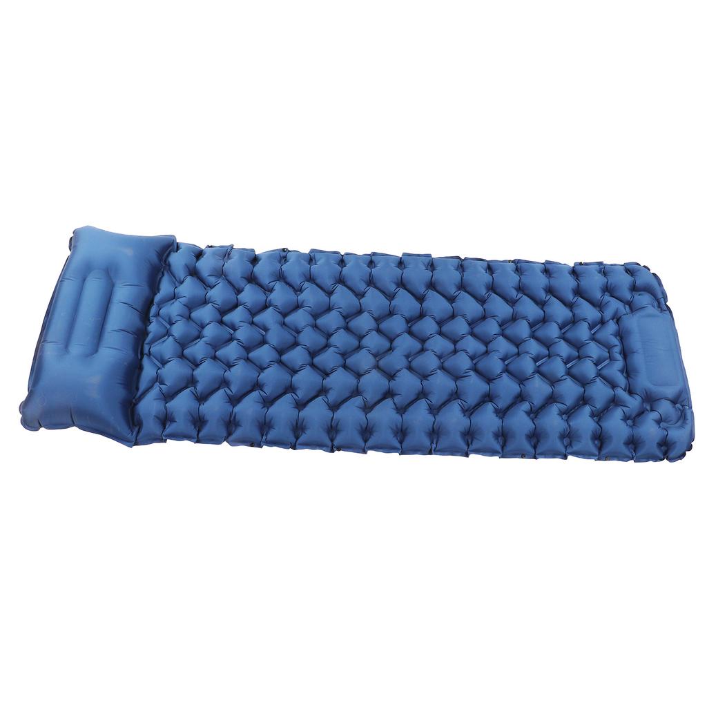 Camping Sleeping Pad Navy Blue Lightweight Moistureproof Inflatable Double Mattress With Storage