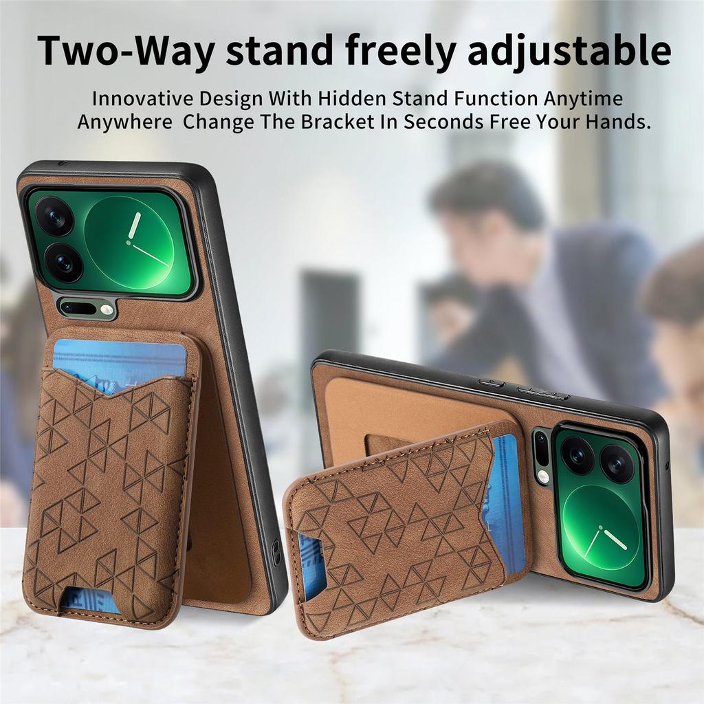 Тисненая Ретро Роскошная Магнитная RFID-Карта Кожаный чехол для телефона For Xiaomi 17 Pro Max 17Pro 15T подставка Ударопрочный Чехол