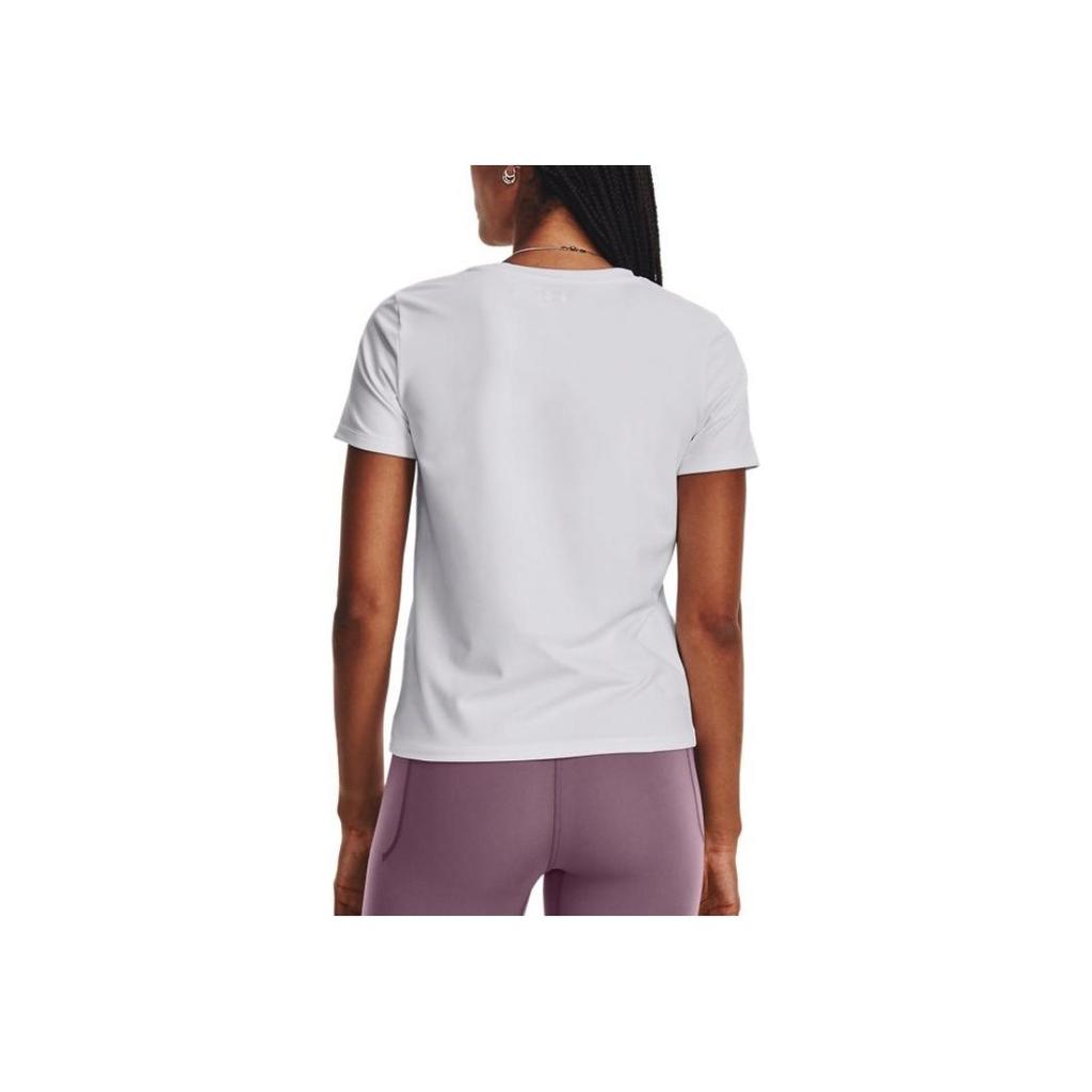 Under Armour Solid Color Training Crew Neck Short Sleeve T-Shirt Women Tops White 1379155-100